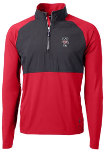 Cutter and Buck Wisconsin Badgers Mens Red Adapt Long Sleeve Qtr Zip Pullover