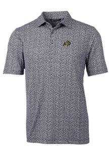 Cutter and Buck Colorado Buffaloes Mens Black Pike Magnolia Short Sleeve Polo