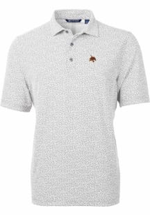 Cutter and Buck Texas State Bobcats Mens Grey Virtue Botantical Print Short Sleeve Polo