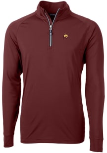 Cutter and Buck Texas State Bobcats Mens Maroon Adapt Stretch Long Sleeve Qtr Zip Pullover