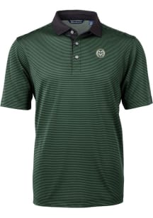Cutter and Buck Colorado State Rams Mens Black Virtue Micro Stripe Short Sleeve Polo
