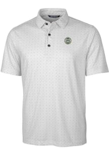 Cutter and Buck Colorado State Rams Mens Charcoal Pike Double Dot Short Sleeve Polo