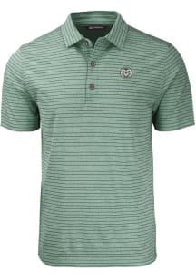 Cutter and Buck Colorado State Rams Mens Green Forge Heather Stripe Short Sleeve Polo