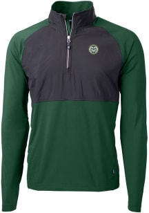 Cutter and Buck Colorado State Rams Mens Green Adapt Long Sleeve Qtr Zip Pullover