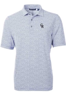 Cutter and Buck Colorado Rockies Mens Lavender Virtue Botantical Print Short Sleeve Polo