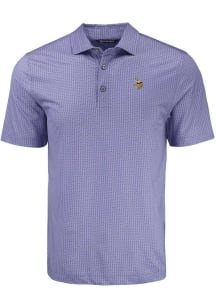 Cutter and Buck Minnesota Vikings Mens Purple Shadow Check Short Sleeve Polo