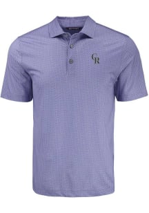 Cutter and Buck Colorado Rockies Mens Purple Shadow Check Short Sleeve Polo