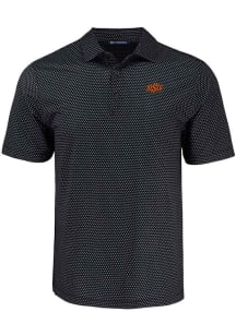Cutter and Buck Oklahoma State Cowboys Mens Black Shadow Check Short Sleeve Polo