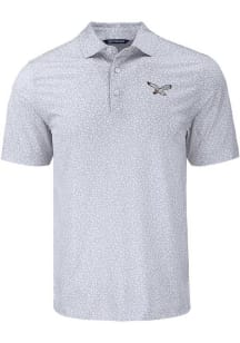 Cutter and Buck Philadelphia Eagles Mens Grey Flora Print Short Sleeve Polo