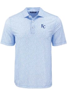 Cutter and Buck Kansas City Royals Mens Light Blue Flora Print Short Sleeve Polo