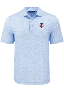 Cutter and Buck Minnesota Twins Mens Light Blue Flora Print Short Sleeve Polo