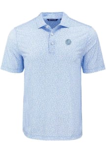 Cutter and Buck New York Yankees Mens Light Blue Flora Print Short Sleeve Polo