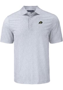Cutter and Buck Colorado Buffaloes Mens Grey Flora Print Short Sleeve Polo