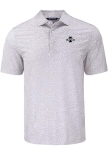 Cutter and Buck Iowa State Cyclones Mens Grey Flora Print Short Sleeve Polo