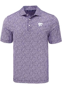 Cutter and Buck K-State Wildcats Mens Purple Flora Print Short Sleeve Polo