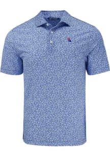 Cutter and Buck Louisiana Tech Bulldogs Mens Blue Flora Print Short Sleeve Polo