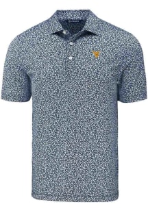 Cutter and Buck West Virginia Mountaineers Mens Navy Blue Flora Print Short Sleeve Polo