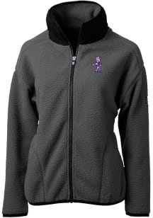 Cutter and Buck K-State Wildcats Womens Grey Cascade Sherpa Vault Long Sleeve Full Zip Jacket