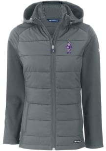 Cutter and Buck K-State Wildcats Womens Grey Vault Evoke Hood Heavy Weight Jacket