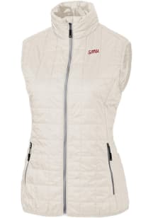 Cutter and Buck SMU Mustangs Womens White Rainier PrimaLoft Vault Vest