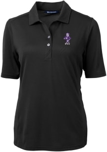 Cutter and Buck K-State Wildcats Womens Black Virtue Eco Pique Vault Short Sleeve Polo Shirt