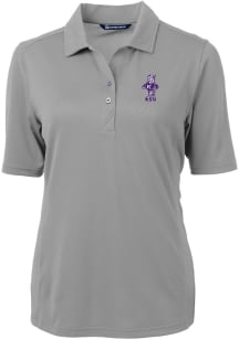 Cutter and Buck K-State Wildcats Womens Grey Vault Virtue Eco Pique Short Sleeve Polo Shirt