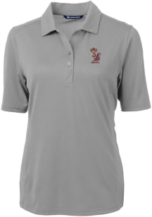 Cutter and Buck Minnesota Golden Gophers Womens Grey Vault Virtue Eco Pique Short Sleeve Polo Shir..