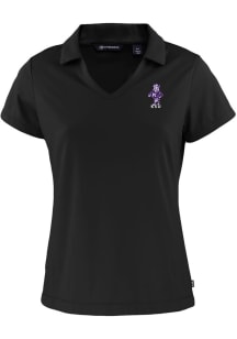 Cutter and Buck K-State Wildcats Womens Black Daybreak V Neck Vault Short Sleeve Polo Shirt