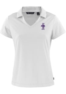 Cutter and Buck K-State Wildcats Womens White Daybreak V Neck Vault Short Sleeve Polo Shirt