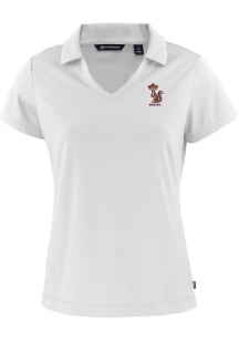 Cutter and Buck Minnesota Golden Gophers Womens White Daybreak V Neck Vault Short Sleeve Polo Shir..