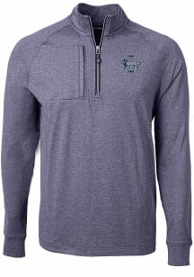 Cutter and Buck Penn State Nittany Lions Mens Navy Blue Adapt Eco Knit Heather Long Sleeve Qtr Zip..