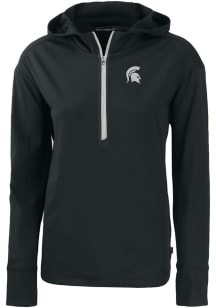 Cutter and Buck Michigan State Spartans Womens Black Daybreak Hood Qtr Zip
