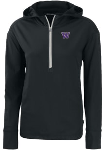Cutter and Buck Washington Huskies Womens Black Daybreak Hood Qtr Zip