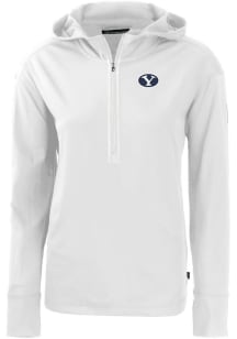 Cutter and Buck BYU Cougars Womens White Daybreak Hood Qtr Zip