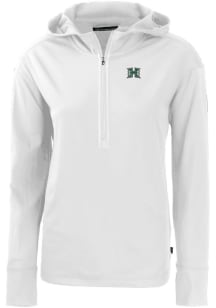 Cutter and Buck Hawaii Warriors Womens White Daybreak Hood Qtr Zip