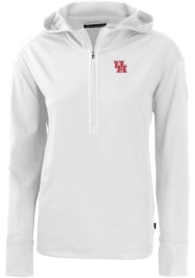 Cutter and Buck Houston Cougars Womens White Daybreak Hood Qtr Zip