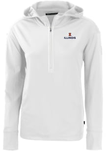 Cutter and Buck Illinois Fighting Illini Womens White Daybreak Hood Qtr Zip