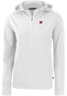Cutter and Buck Miami RedHawks Womens White Daybreak Hood Qtr Zip