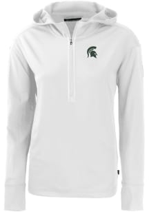 Cutter and Buck Michigan State Spartans Womens White Daybreak Hood Qtr Zip