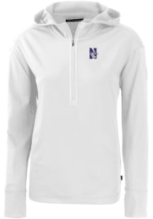 Cutter and Buck Northwestern Wildcats Womens White Daybreak Hood Qtr Zip