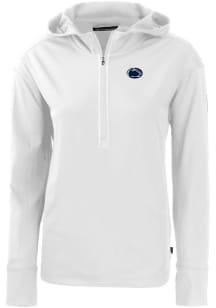 Cutter and Buck Penn State Nittany Lions Womens White Daybreak Hood Qtr Zip