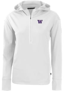Cutter and Buck Washington Huskies Womens White Daybreak Hood Qtr Zip