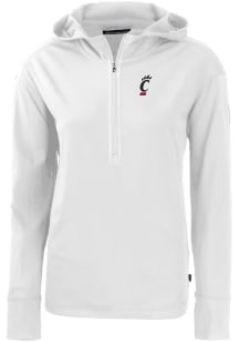 Cutter and Buck Cincinnati Bearcats Womens White Daybreak Hood Qtr Zip