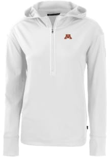 Cutter and Buck Minnesota Golden Gophers Womens White Daybreak Hood Qtr Zip