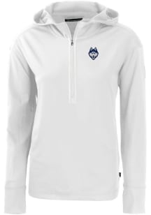 Cutter and Buck UConn Huskies Womens White Daybreak Hood Qtr Zip