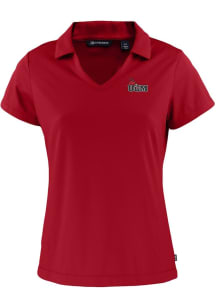 Cutter and Buck Central Missouri Mules Womens Cardinal Daybreak V Neck Short Sleeve Polo Shirt