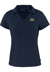 Cutter and Buck Drexel Dragons Womens Navy Blue Daybreak V Neck Short Sleeve Polo Shirt