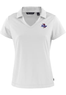 Cutter and Buck Tulsa Golden Hurricane Womens White Daybreak V Neck Short Sleeve Polo Shirt