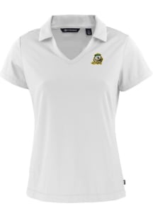 Cutter and Buck Oregon Ducks Womens White Daybreak V Neck Short Sleeve Polo Shirt