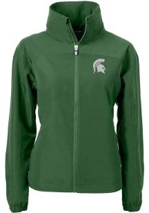Cutter and Buck Michigan State Spartans Womens Green Charter Eco Light Weight Jacket